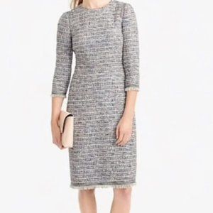 J Crew multi color woven / tweed sheath dress with 3/4 sleeve (US 6)